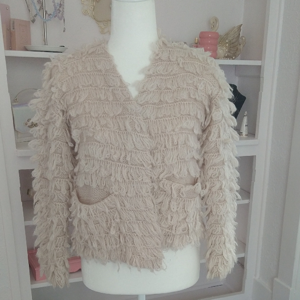Astr Textured Cream Cardigan